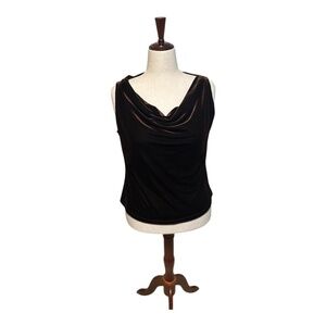 Made In Heaven Chocolate Velvet Drape Neck Sleeveless Top